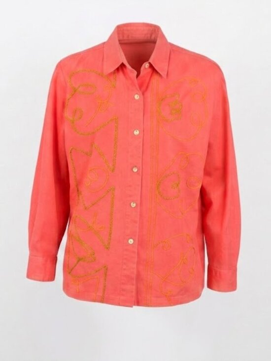 Todd Oldham Tops - Vintage Times 7 Todd Oldham Pink Embroidered Button Up Shirt L/XL